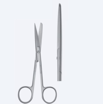 Ножиці, хірургічні, делікатні, прямі, з одним тупим і одним гострим кінцем, загальна довжина 145 мм, 5 3/4"